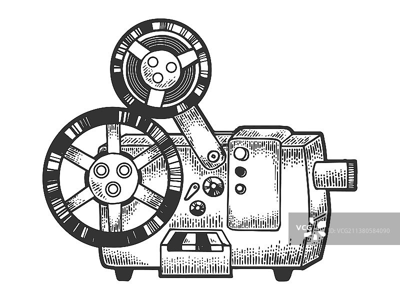 旧电影放映机素描雕刻图片素材