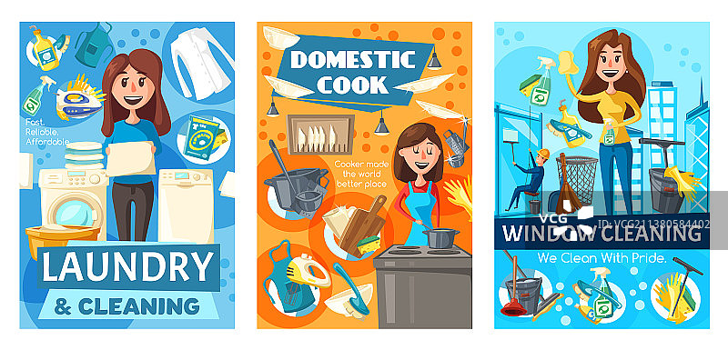 洗衣、烹饪和清洁服务图片素材