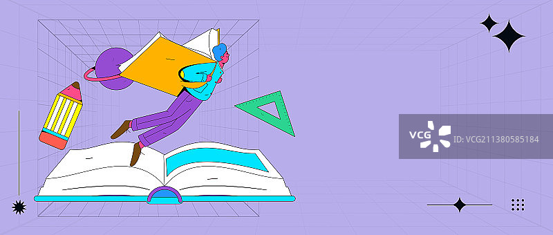 阅读的人物扁平矢量概念运营插画图片素材