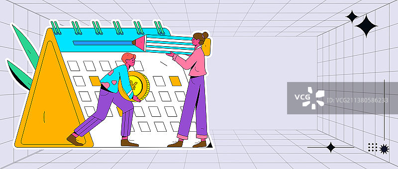 签到人物扁平矢量概念运营插画图片素材