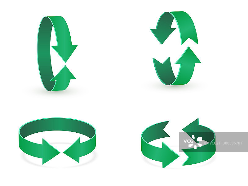 3D旋转标志绿色图标360度旋转箭头图片素材
