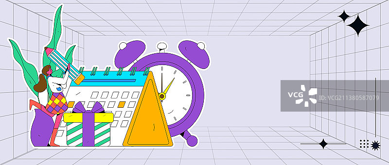 签到人物扁平矢量概念运营插画图片素材