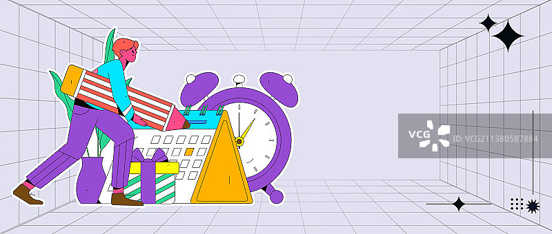 签到人物扁平矢量概念运营插画图片素材