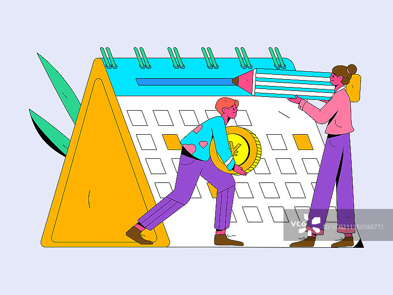 签到人物扁平矢量概念运营插画图片素材