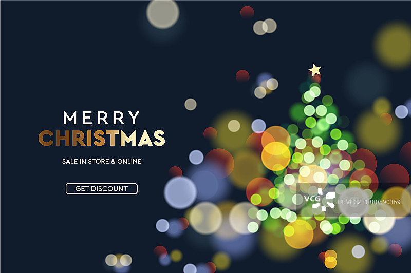 2020新年圣诞树闪光模糊背景图片素材