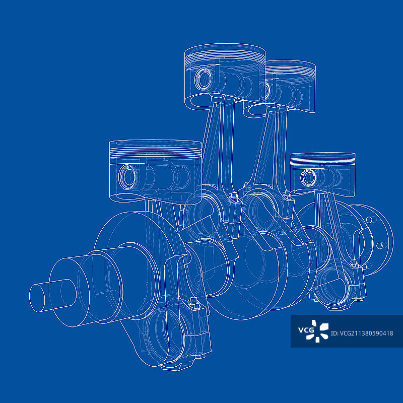 发动机活塞轮廓渲染3D图图片素材