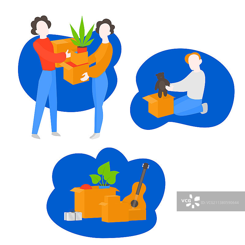 卡通人物打包运输图片素材