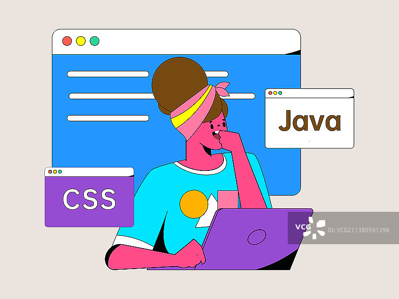 编程教学开发扁平矢量概念运营插画图片素材