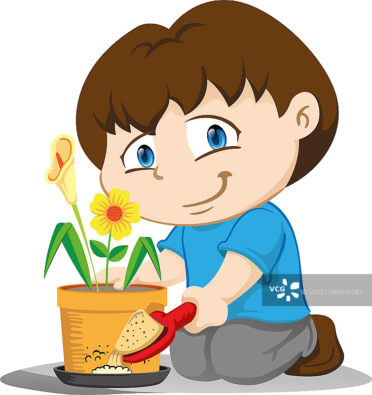 孩子在积水的地方放沙子图片素材