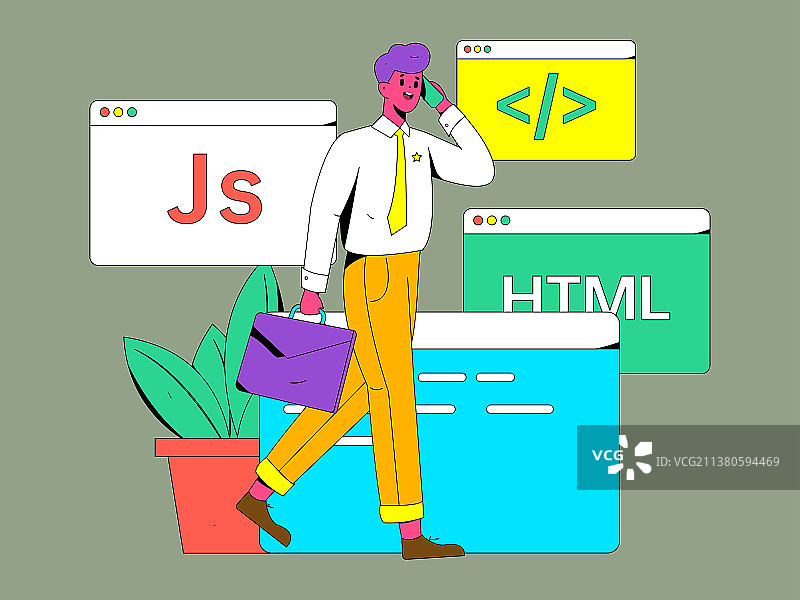 编程教学开发扁平矢量概念运营插画图片素材