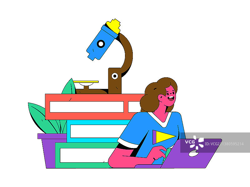 通过网课远程进行培训学习扁平矢量概念运营插画图片素材