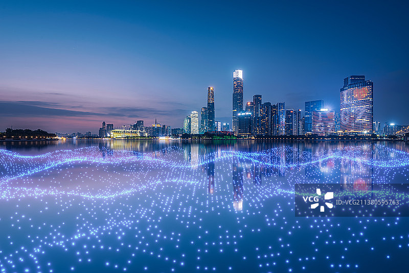 城市天际线科技线条背景图片素材