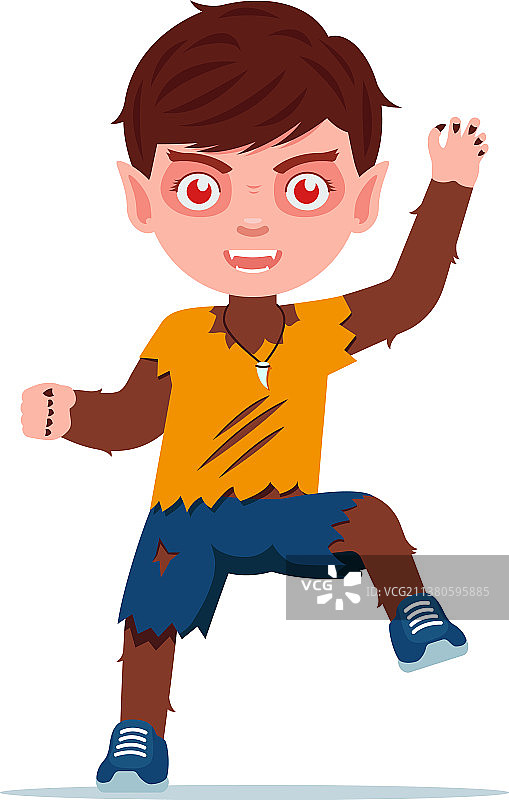 万圣节装扮成狼人的孩子图片素材