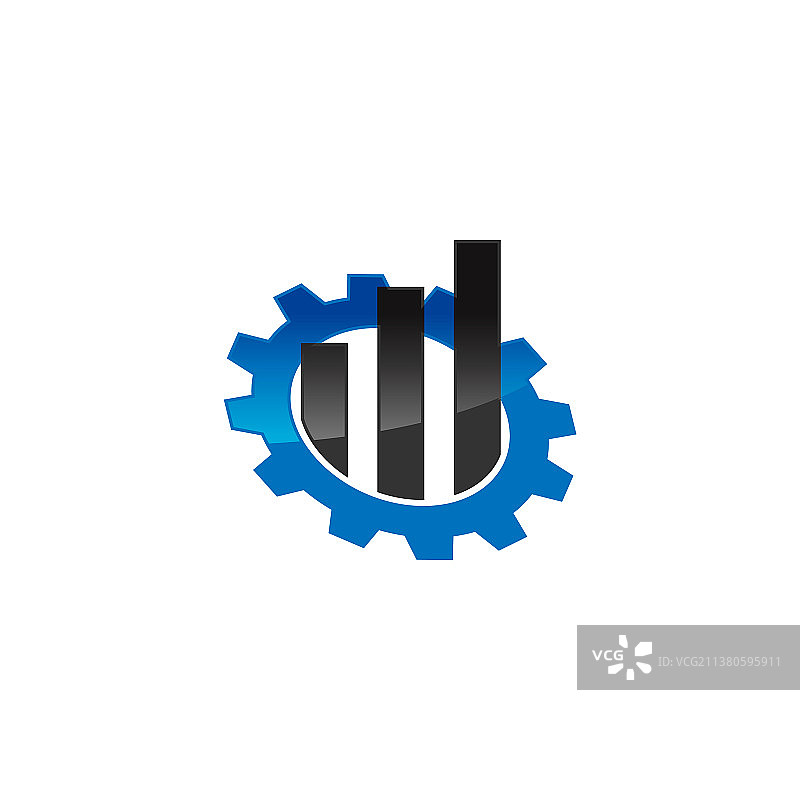 带齿轮标志模板的条形图概念图片素材