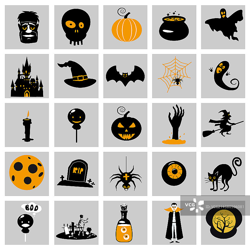 彩色万圣节图标套装图片素材
