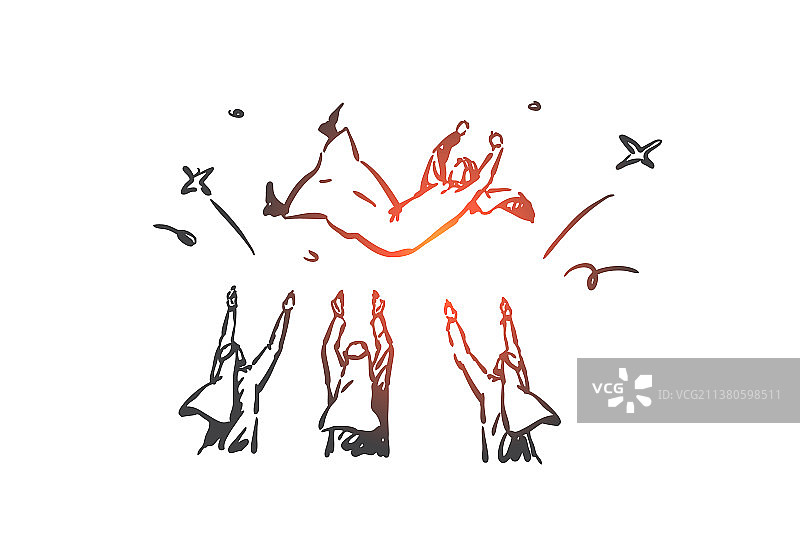 庆祝胜利，赞扬获胜者概念图片素材