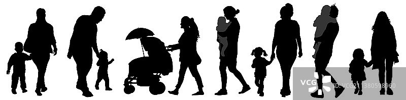 父母与儿童剪影图片素材