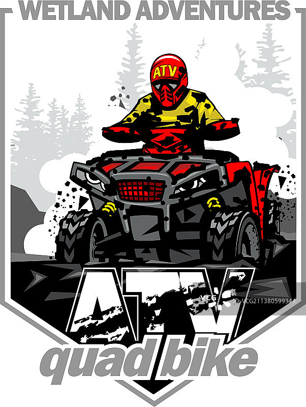 四轮摩托车的越野湿地探险图片素材