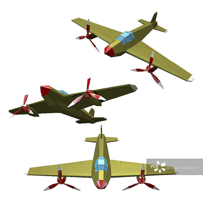 白色背景下的螺旋桨战斗机图片素材