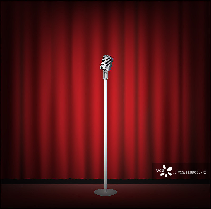 带幕帘的复古麦克风图片素材