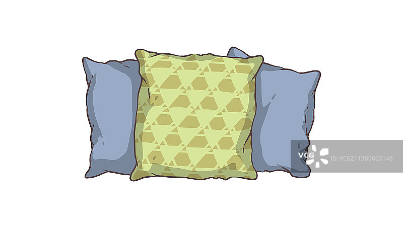 柔软舒适的蓝绿色枕头套装图片素材