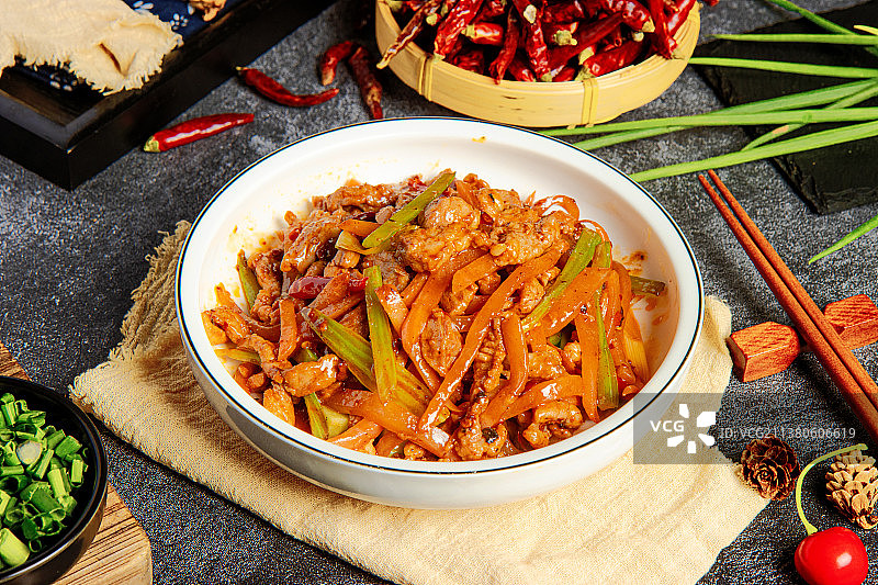 酸萝卜炒肉丝图片素材
