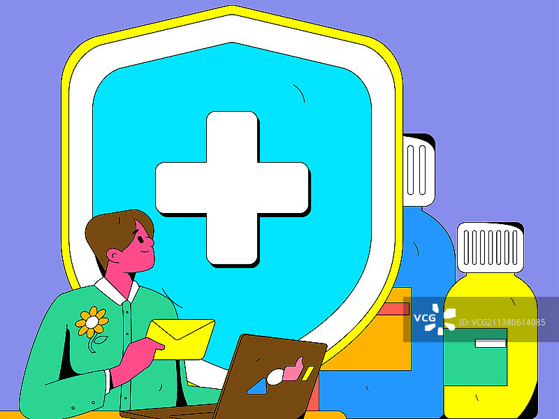 健康医保体检扁平矢量概念运营插画图片素材