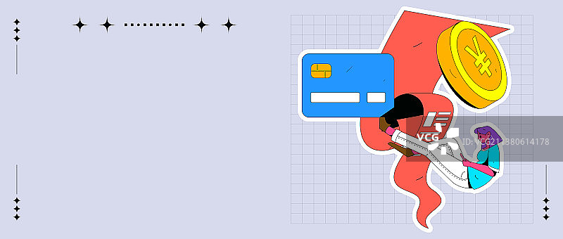 查看信用卡的人物扁平矢量概念运营插画图片素材