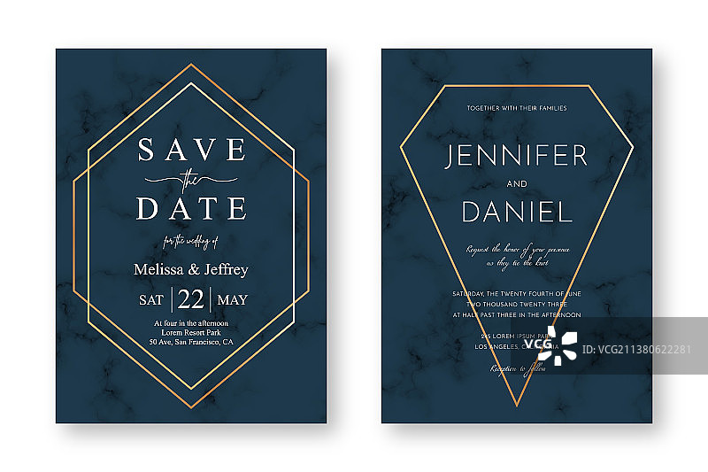 金色大理石纹理婚礼请柬设计图片素材