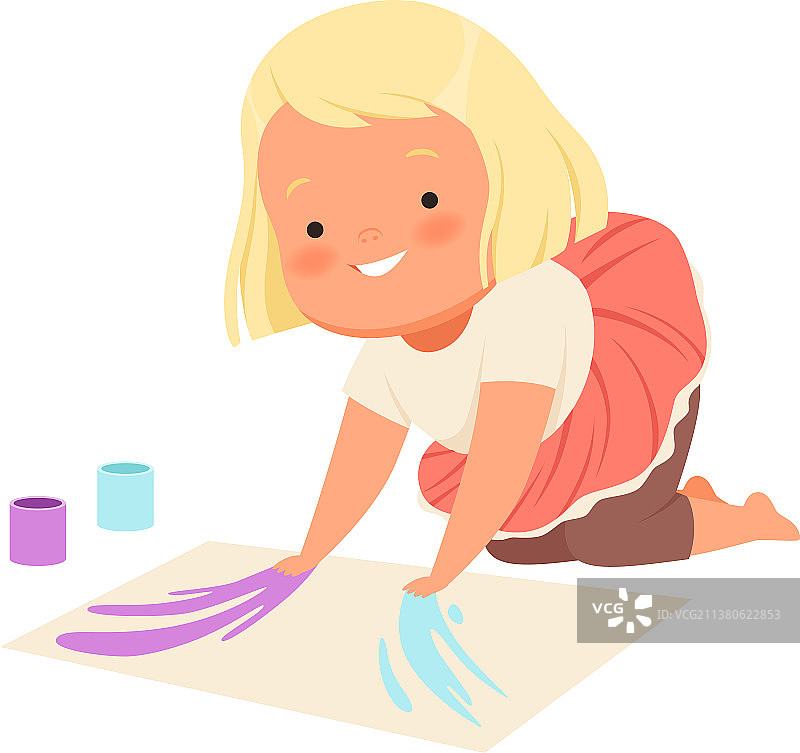 女孩用手绘画图片素材