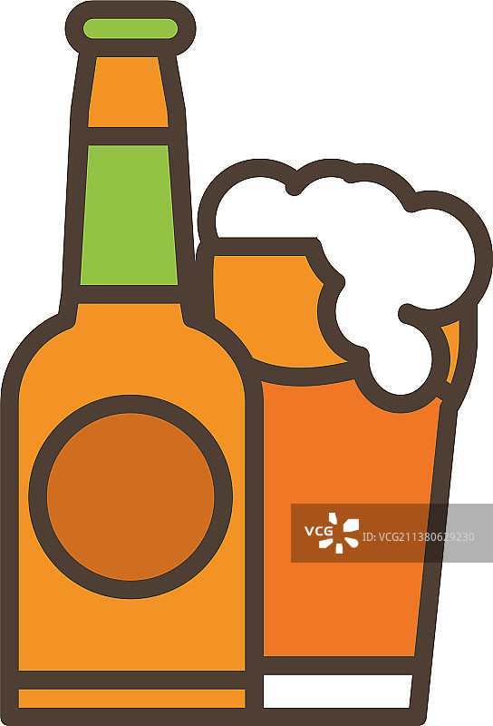 啤酒节图标线条填充图片素材