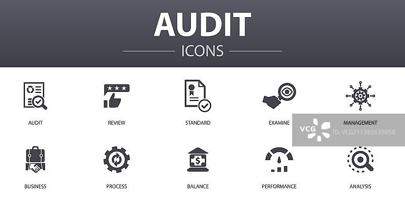 审计概念图标集图片素材