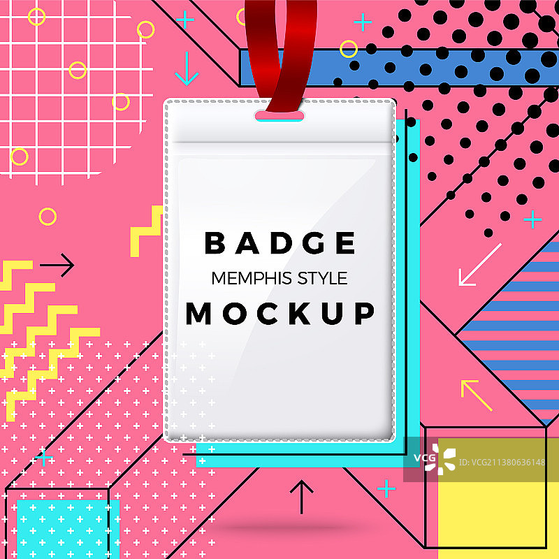 带有红色挂绳的明亮写实徽章图片素材