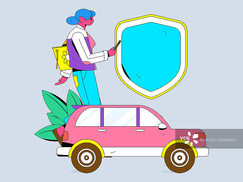 汽车保险扁平矢量概念运营插画图片素材