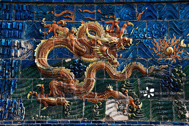 山西大同明代九龙壁图片素材
