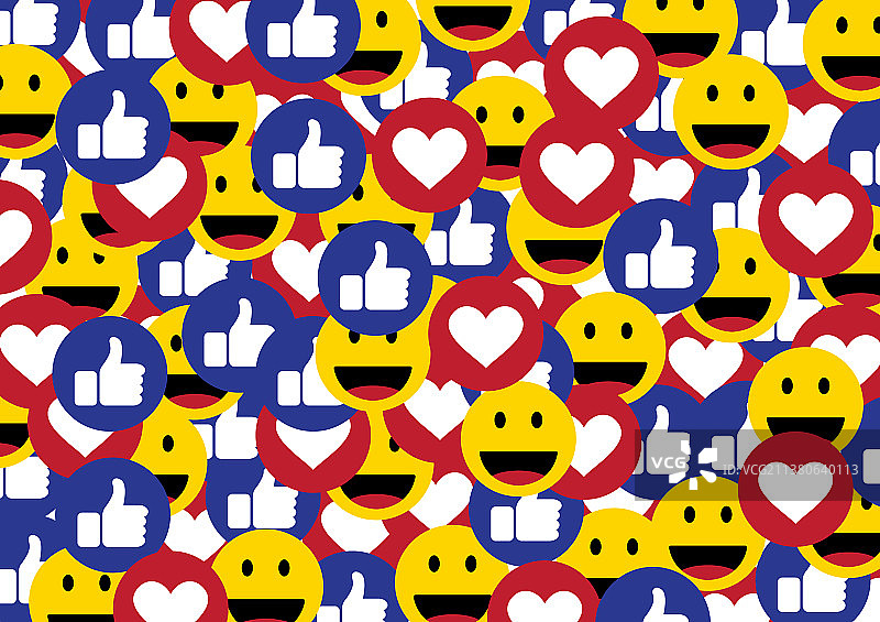 点赞笑脸爱心表情社交媒体背景图片素材