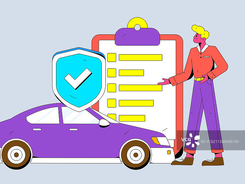 汽车保险扁平矢量概念运营插画图片素材