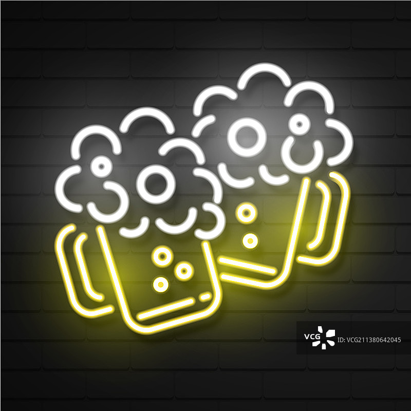 霓虹灯啤酒杯图标图片素材