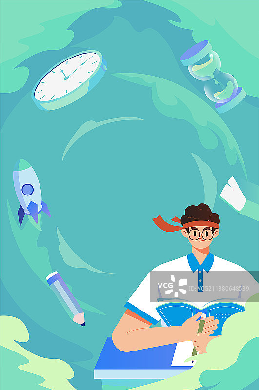 高考倒计时插画图片素材