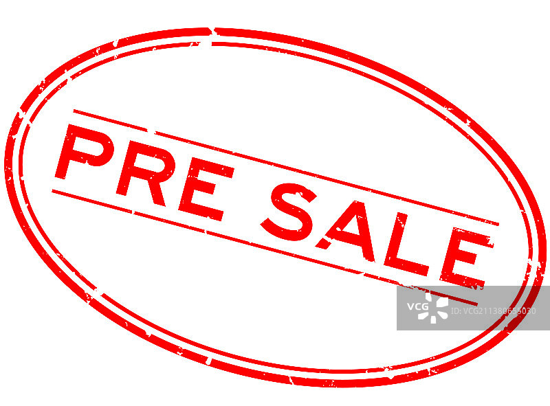红色Grunge风格预售词语椭圆形橡胶印章图片素材