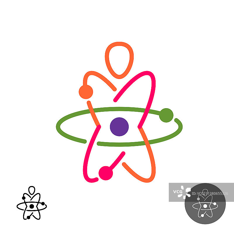 儿童科学教育彩色原子结构标志图片素材
