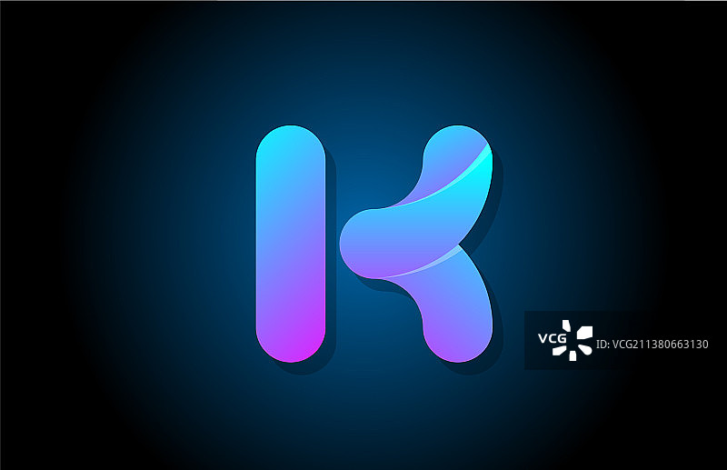 蓝色渐变字母K标志设计图标图片素材