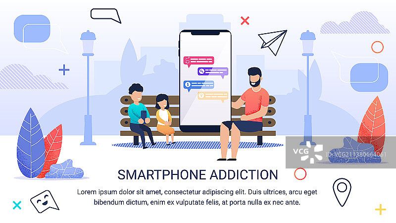 关于智能手机成瘾的宣传单图片素材