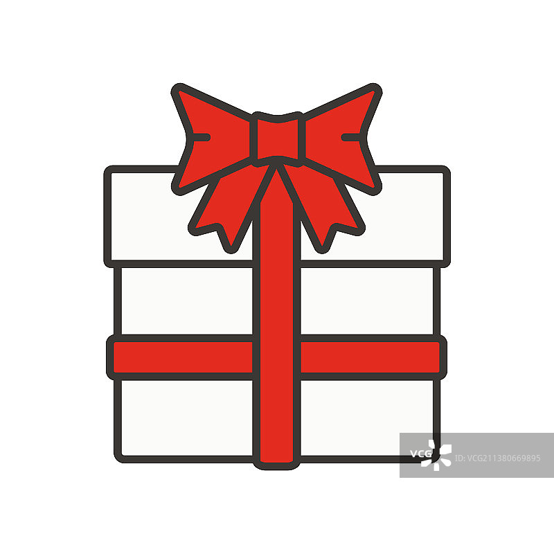 带红色丝带的礼品盒颜色图标图片素材