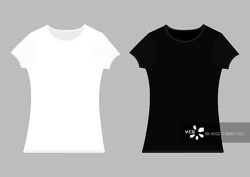 男女款黑白色T恤模板套装图片素材