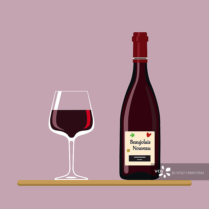 博若莱新酒瓶和酒杯图片素材