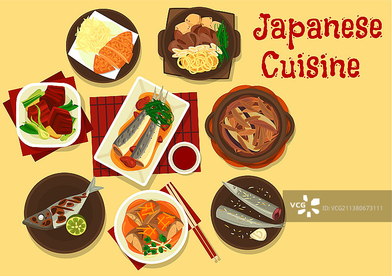 日式鱼肉蔬菜菜品图片素材