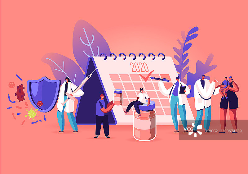 人们在疫苗接种点附近等候图片素材