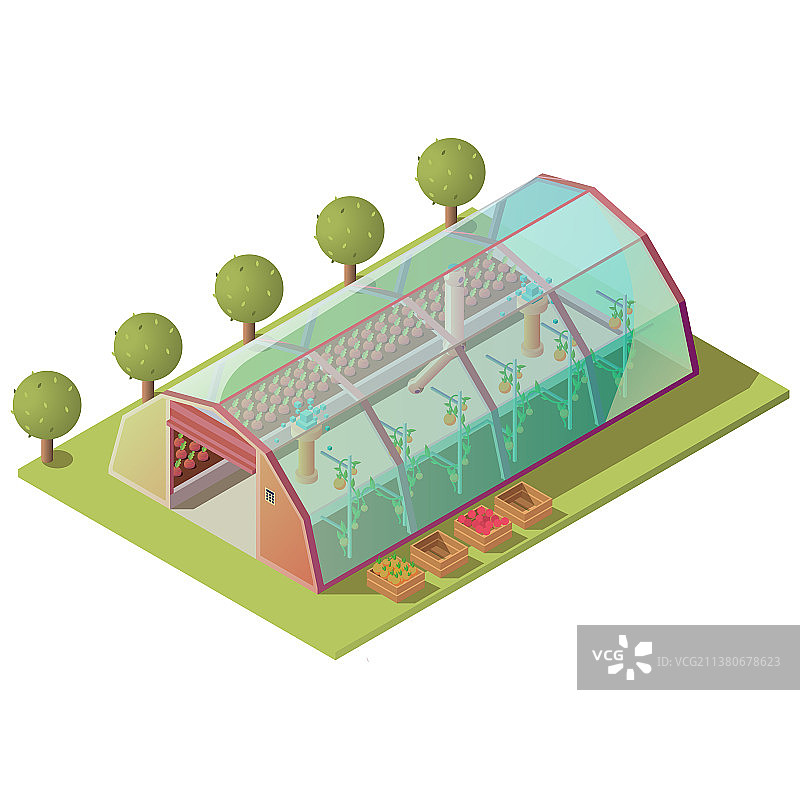 2.5D温室农场建筑图标图片素材