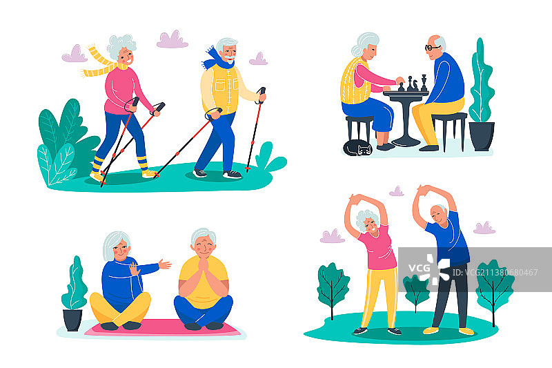 老年人散步活动概念图片素材